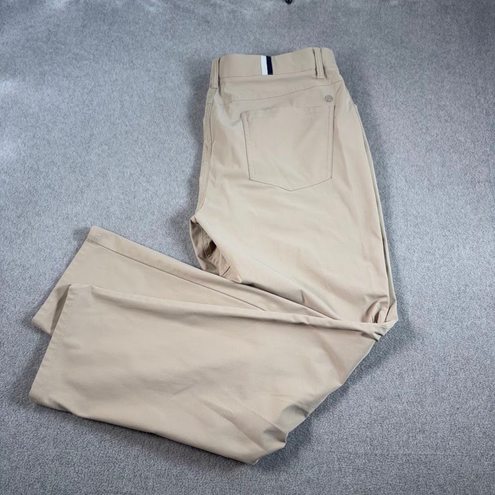 Rhoback Performance Pants Mens 36x30 Khaki Tan Solid Stretch Golf Chinos